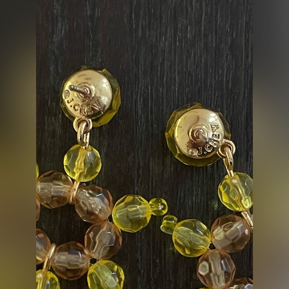 J. Crew Statement Beaded Post Earrings | 3 1/4” Long | Yellow and Gold - Picture 4 of 4